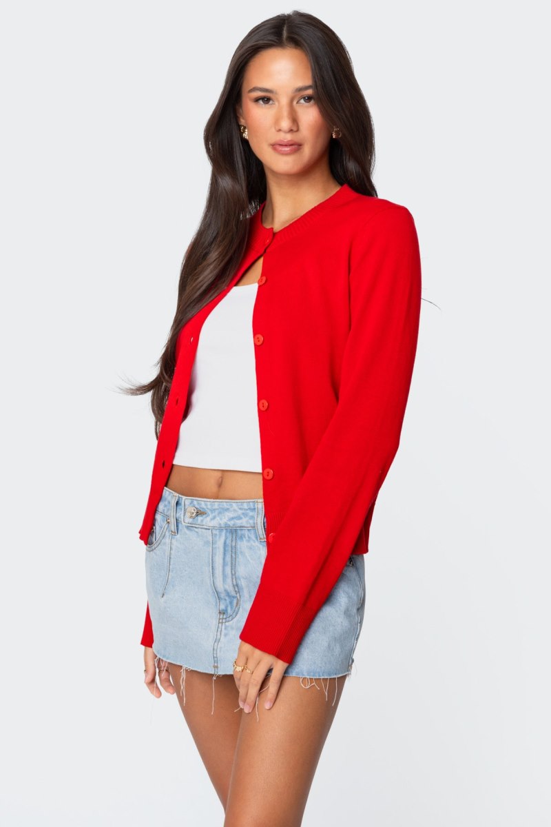 Edikted Hollie Button Up Cardigan Long Sleeve Tops Olive | USA AM736573F4