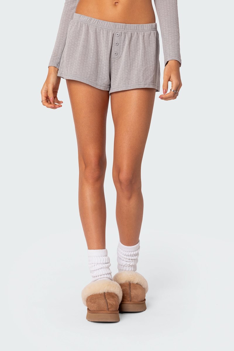 Edikted Homey Pointelle Shorts Gray | USA SC576157P3