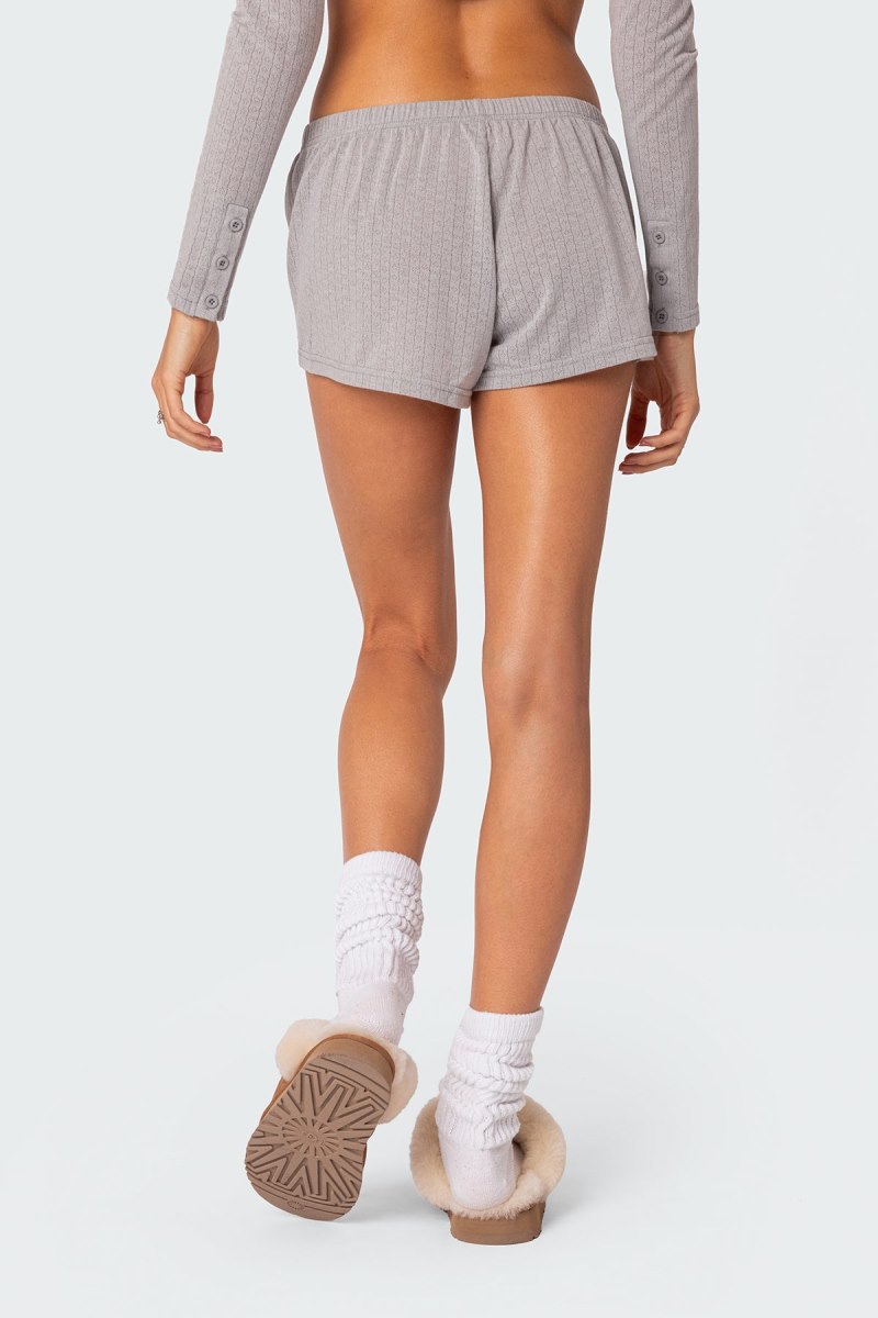 Edikted Homey Pointelle Shorts Gray | USA SC576157P3