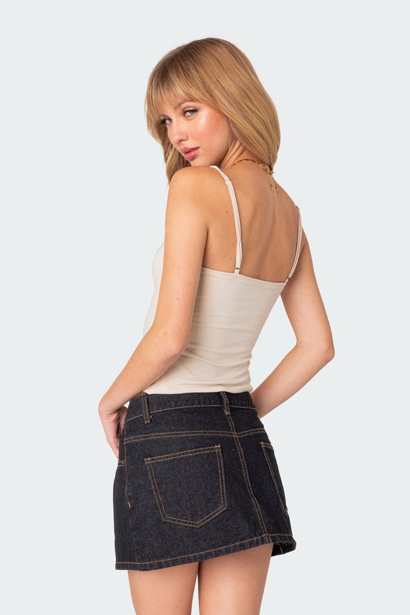 Edikted Hope Double Slit Tank Top Cream | USA RS939153Z1