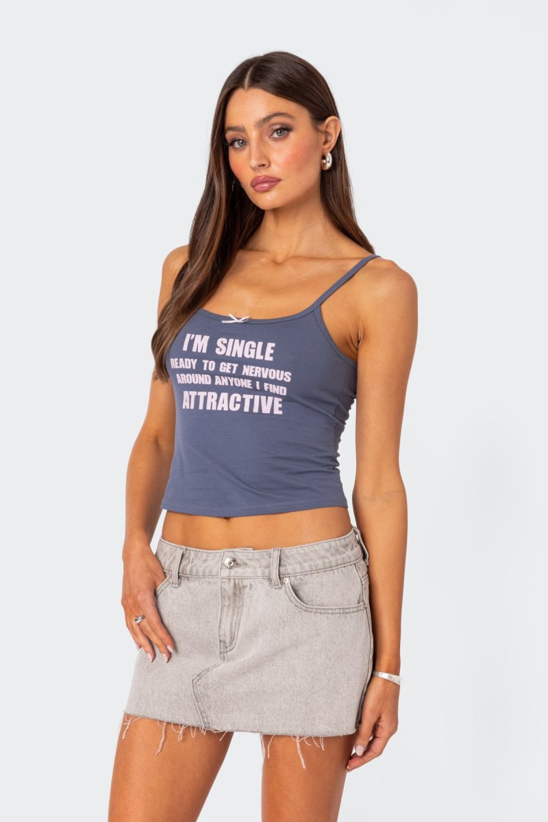 Edikted I'M Single Tank Graphic Tops Black | USA PB067216G3