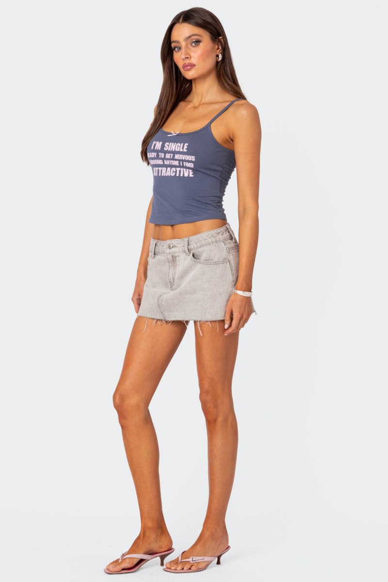 Edikted I'M Single Tank Graphic Tops Black | USA PB067216G3