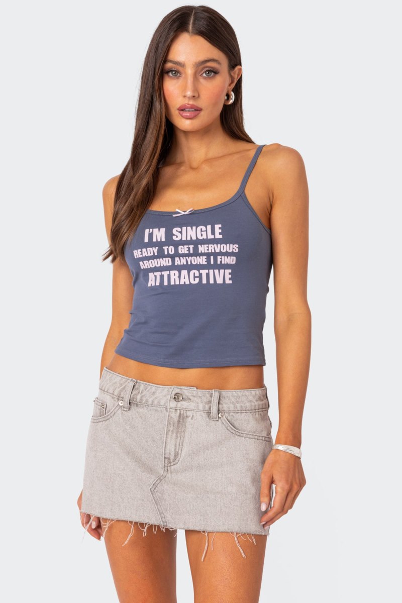 Edikted I'M Single Tank Graphic Tops Black | USA PB067216G3