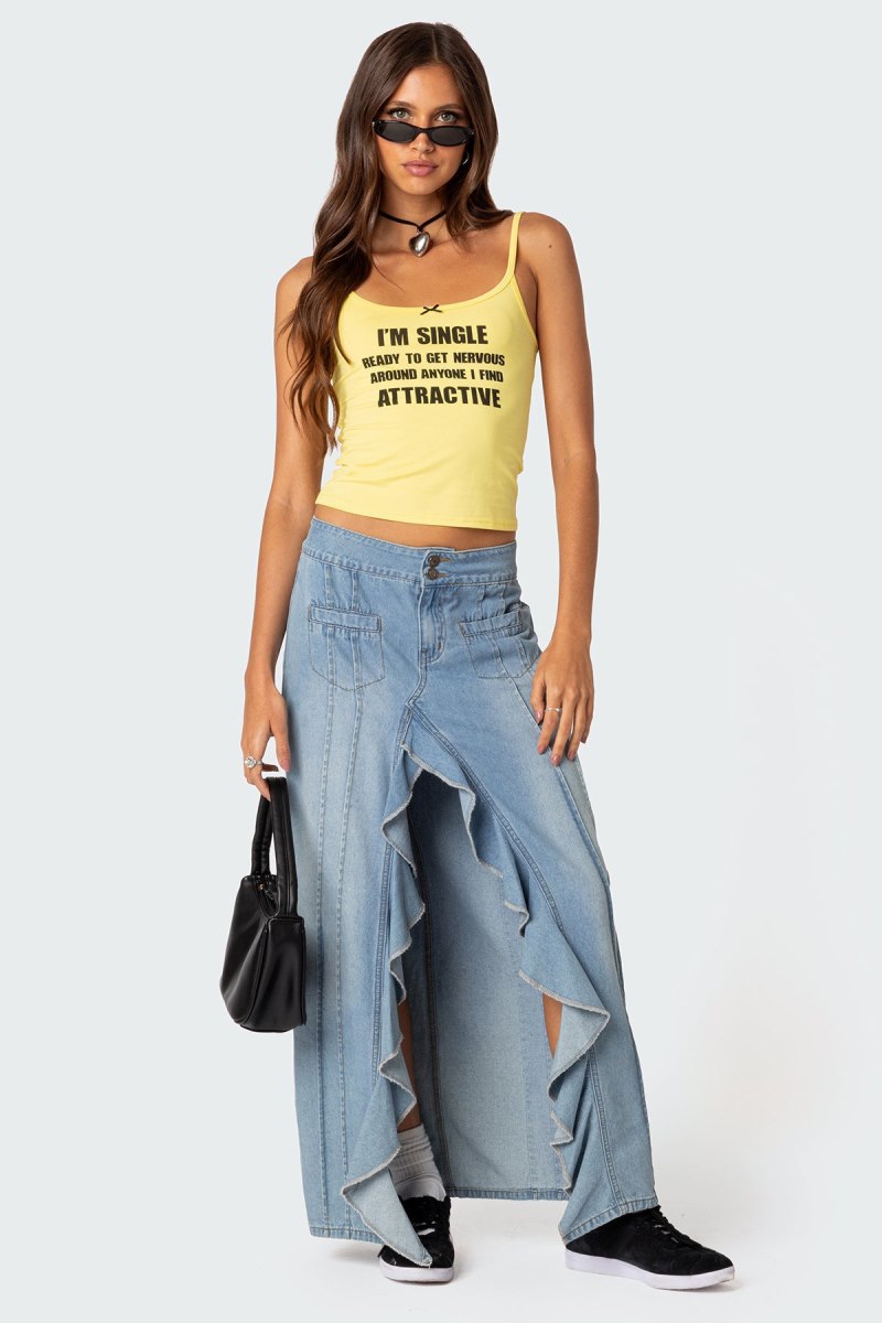 Edikted I'M Single Tank Graphic Tops Black | USA EG302880L5