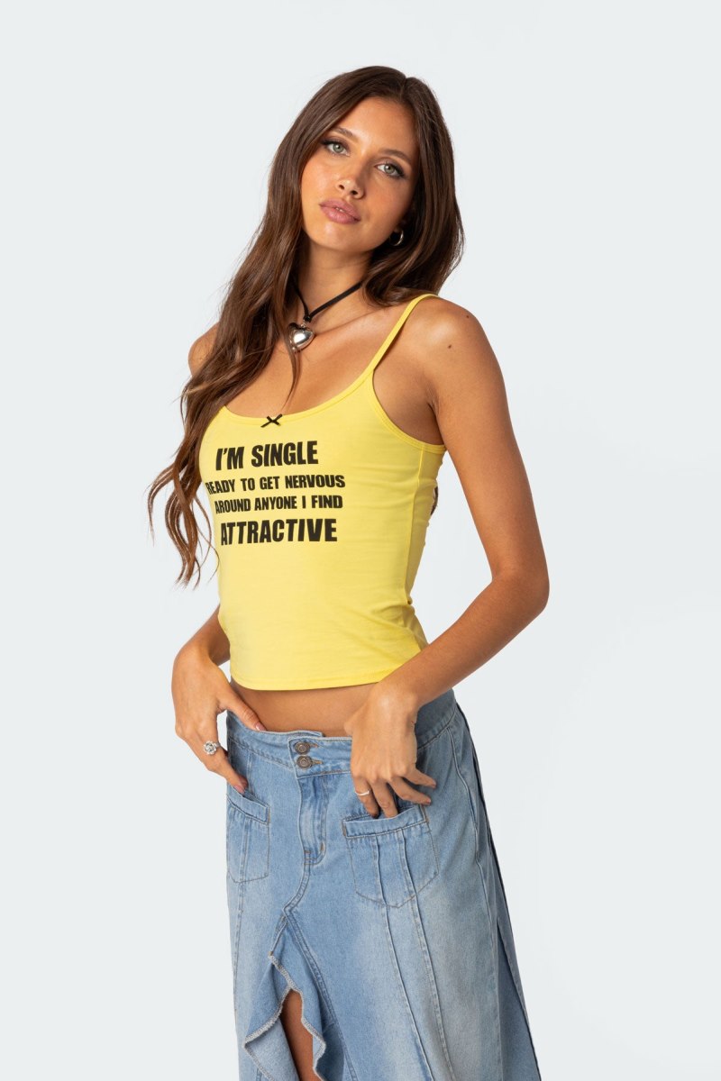 Edikted I'M Single Tank Graphic Tops Black | USA EG302880L5