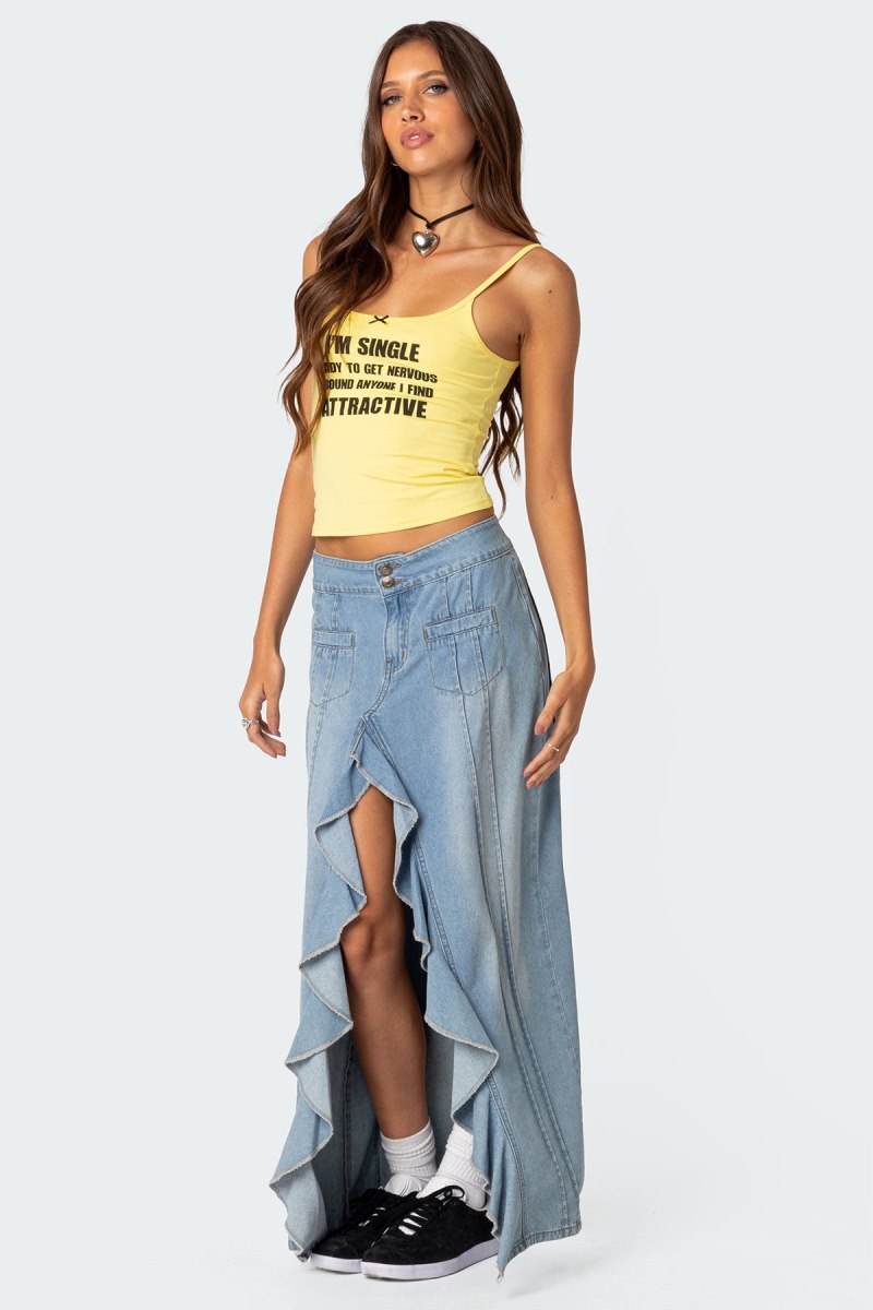 Edikted I'M Single Tank Graphic Tops Black | USA EG302880L5