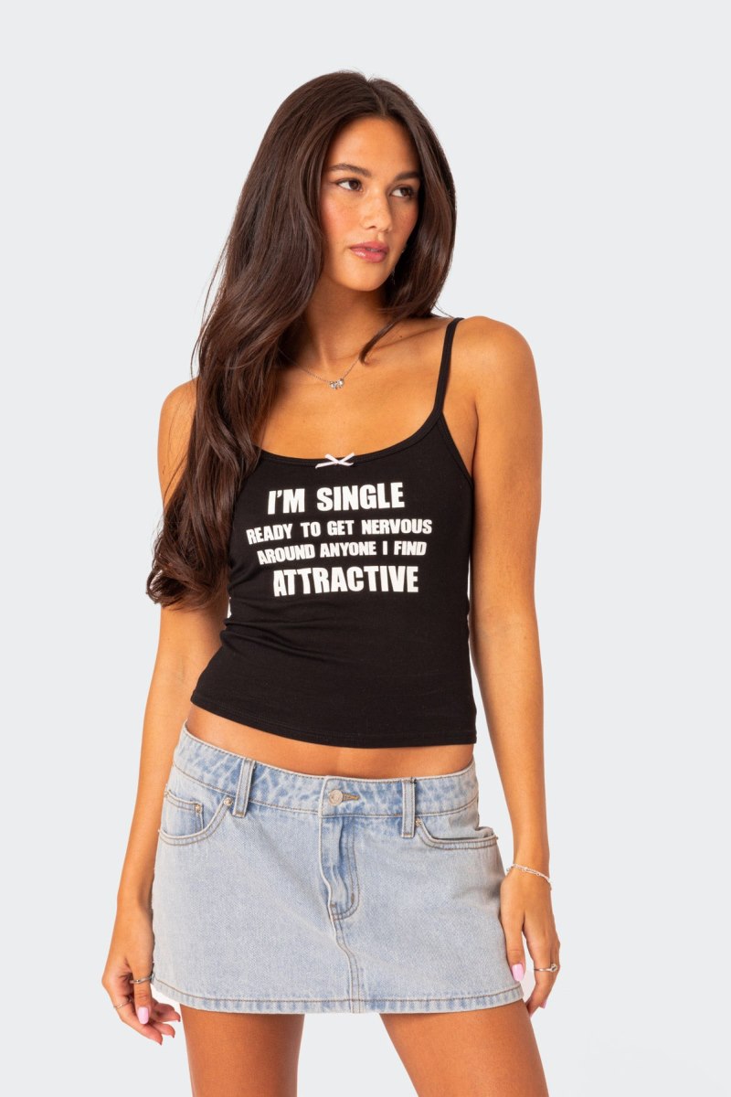 Edikted I'M Single Tank Top Black | USA TW781488R4