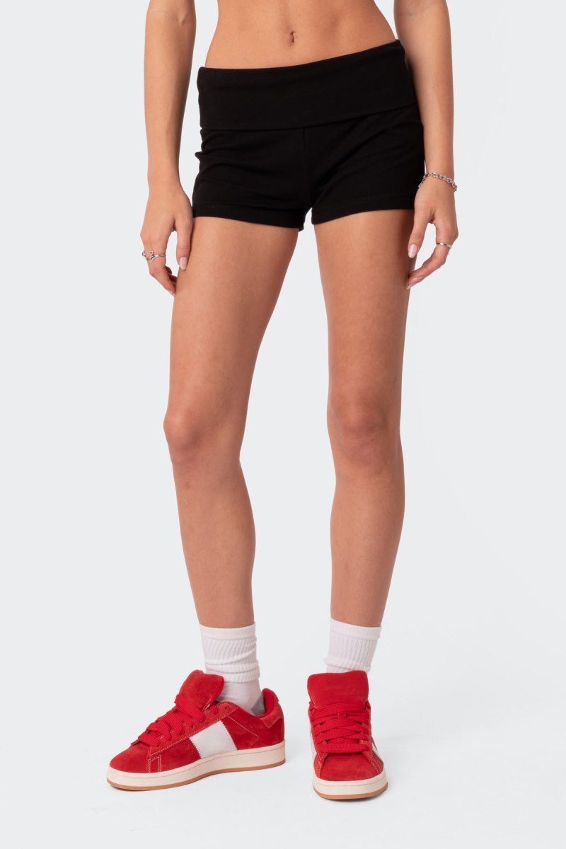Edikted I Love Me Fold Over Shorts Black | USA GH120142G7