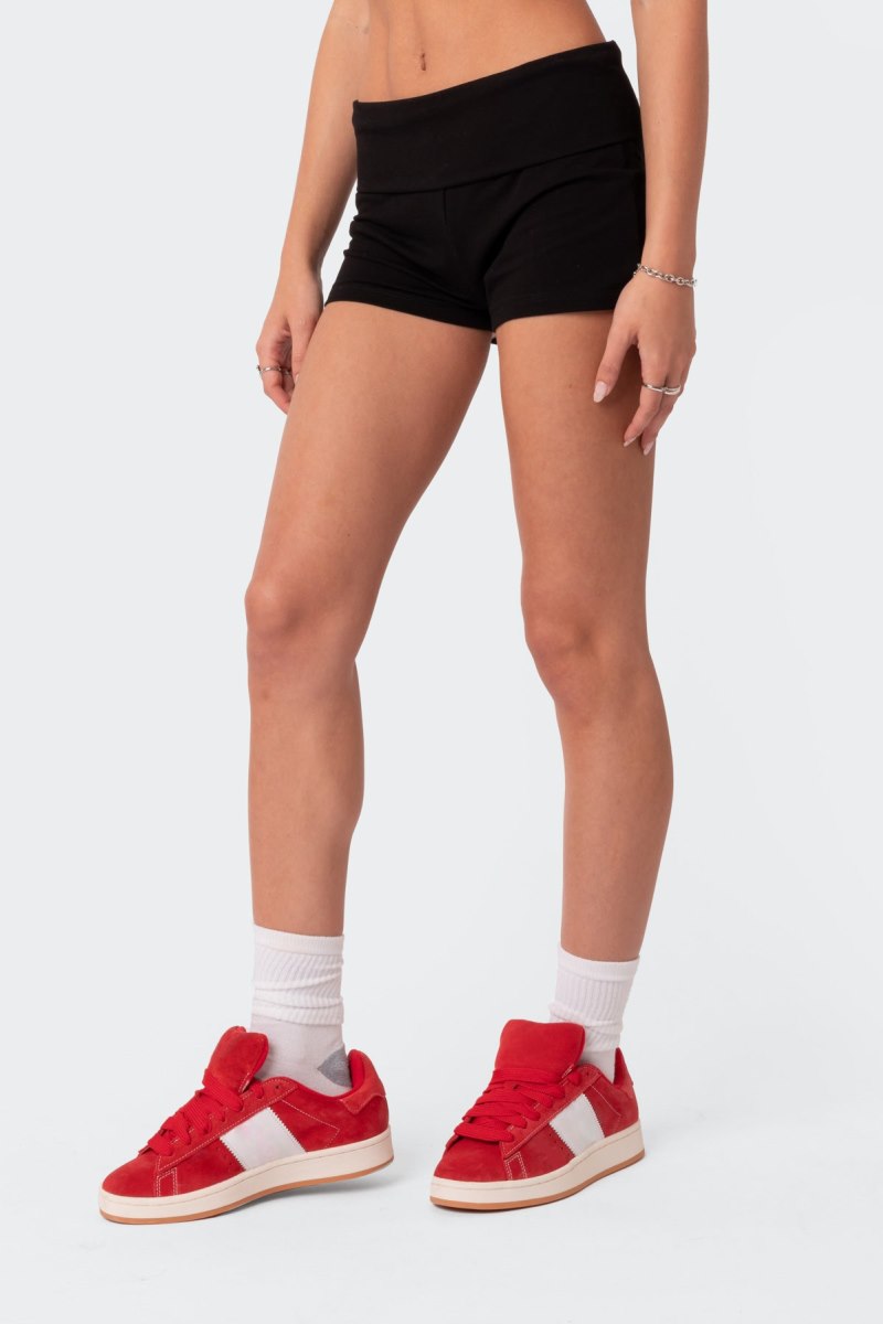 Edikted I Love Me Fold Over Shorts Black | USA GH120142G7