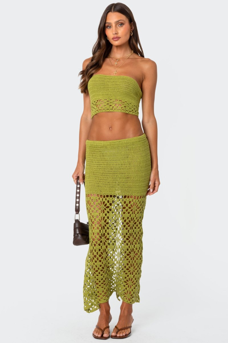 Edikted Ida Crochet Tube Strapless Tops Cream | USA JU039593C6