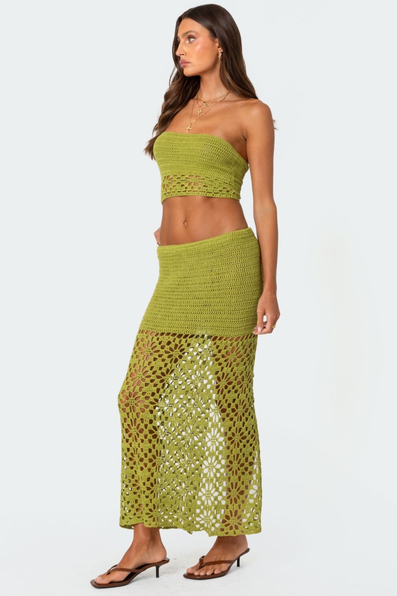 Edikted Ida Crochet Tube Strapless Tops Cream | USA JU039593C6
