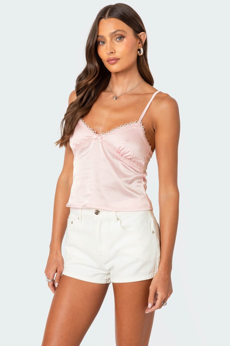 Edikted Imani Satin Tank Top Black | USA QQ448124G6