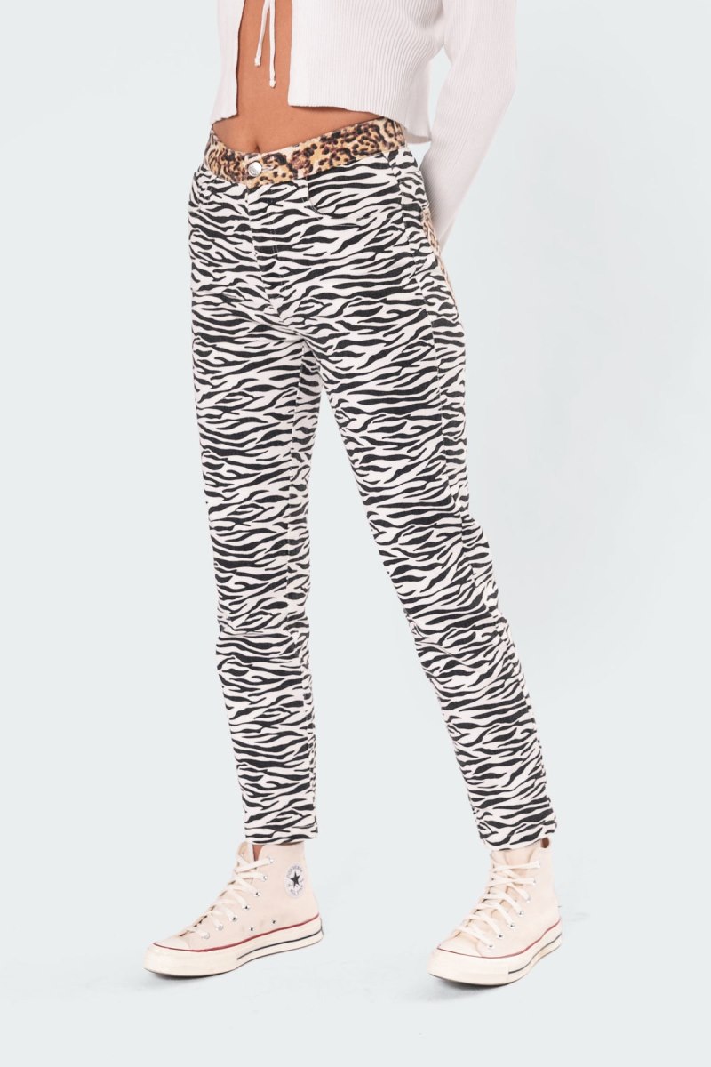 Edikted In The Wild Mom Jeans Zebra | USA PH765666H2