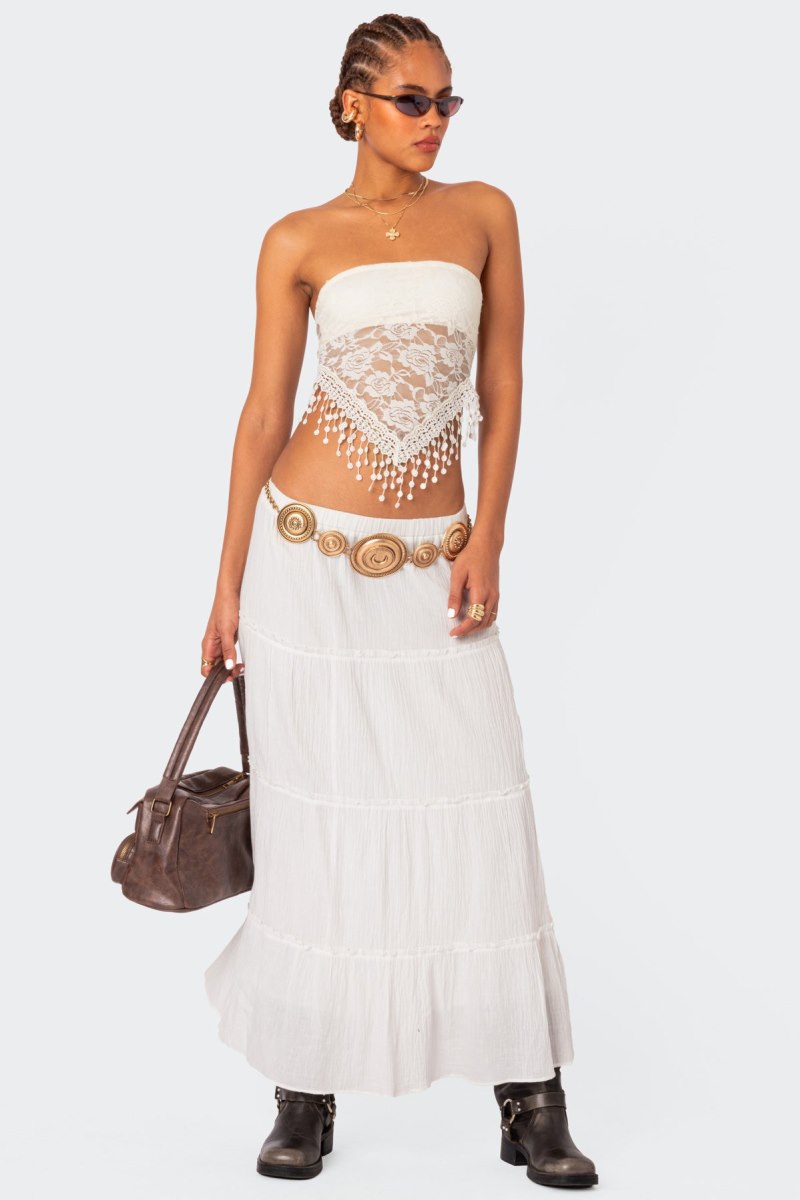 Edikted India Sheer Lace Strapless Strapless Tops Black | USA NG535503J3