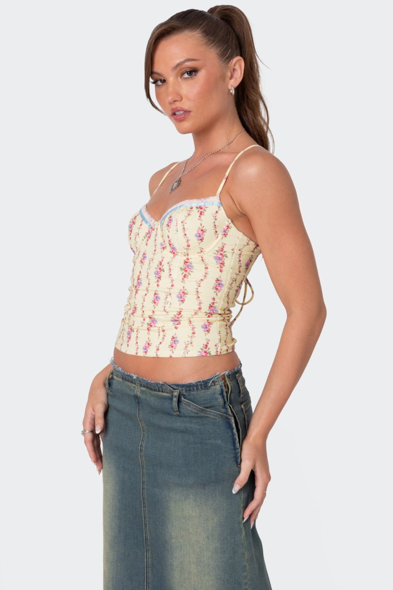 Edikted Indira Printed Cupped Lace Up Corset Mix | USA AE833493Q2