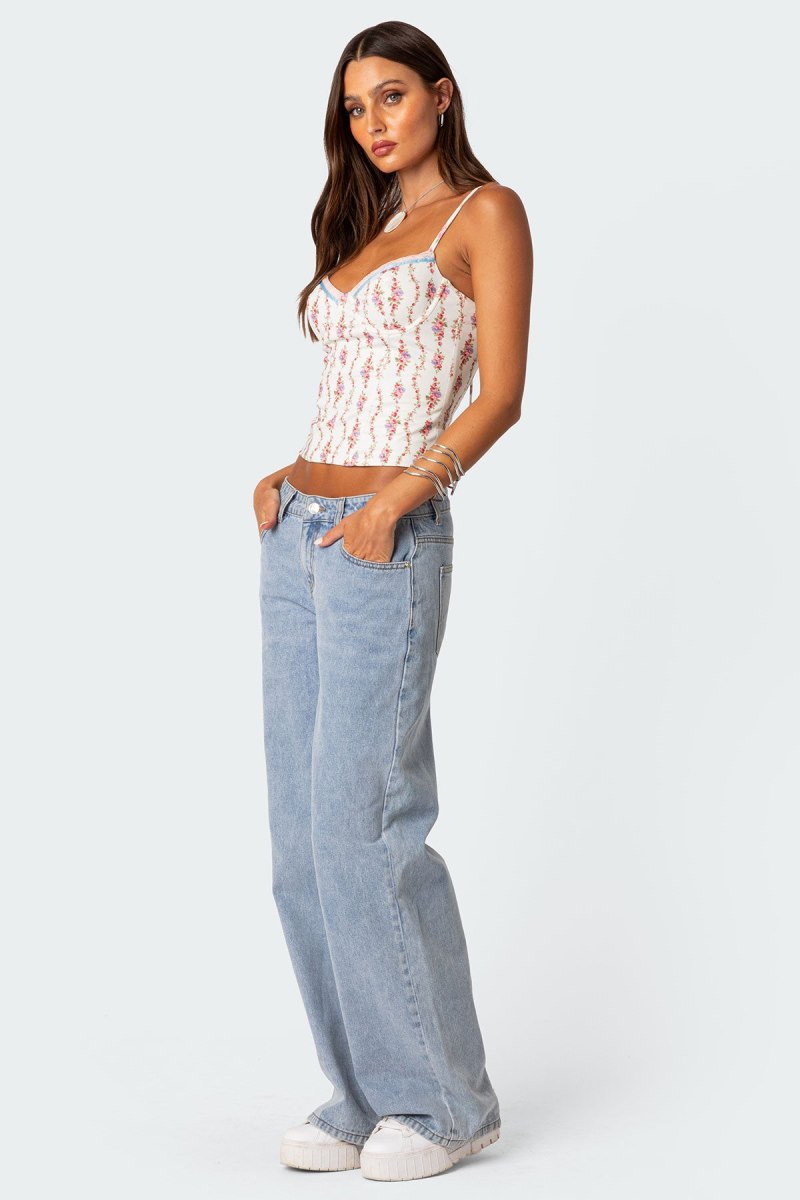 Edikted Indira Printed Cupped Lace Up Corset Mix | USA JE139283Z4