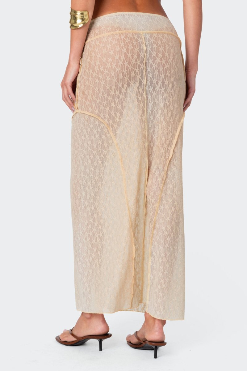 Edikted Inside Out Sheer Lace Maxi Skirts Beige | USA PN419921G6