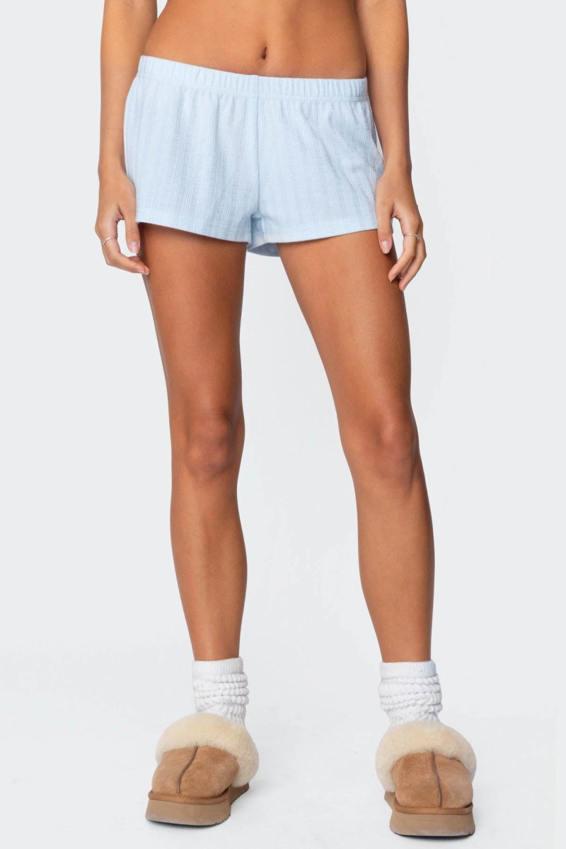 Edikted Irene Low Rise Pointelle Micro Shorts Gray | USA CM043924Y1