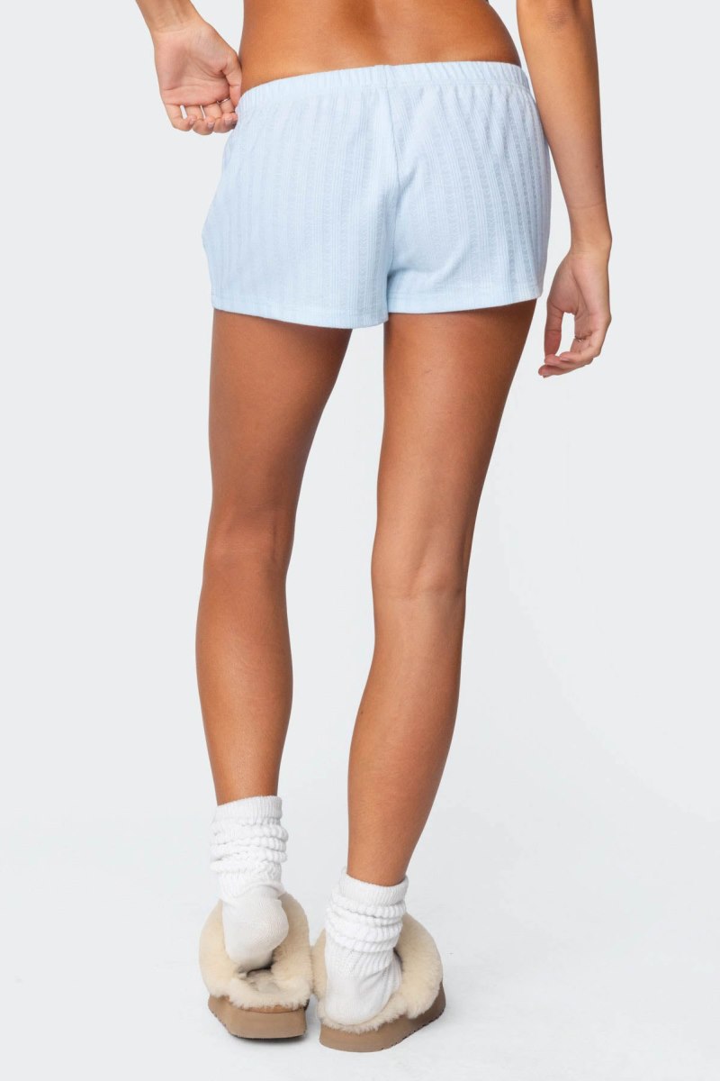 Edikted Irene Low Rise Pointelle Micro Shorts Gray | USA CM043924Y1