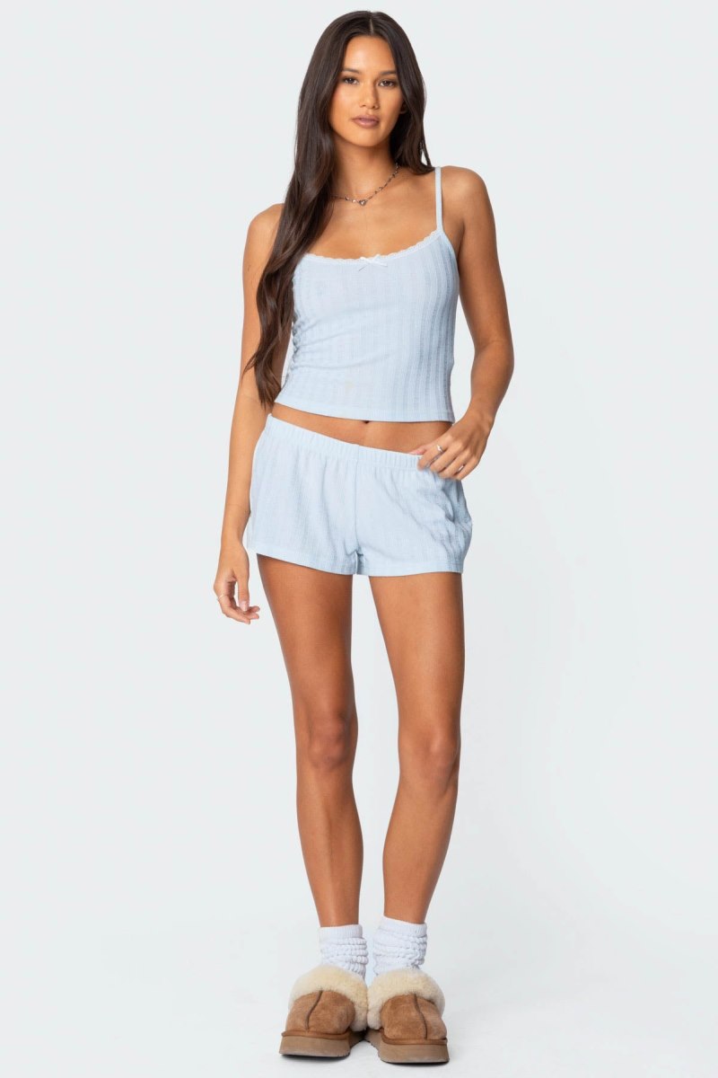 Edikted Irene Low Rise Pointelle Micro Shorts Gray | USA CM043924Y1