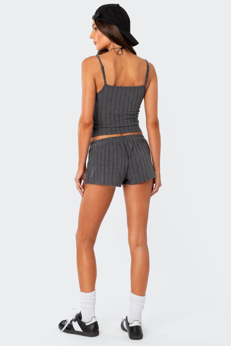 Edikted Irene Low Rise Pointelle Micro Shorts Gray | USA YL275997U4