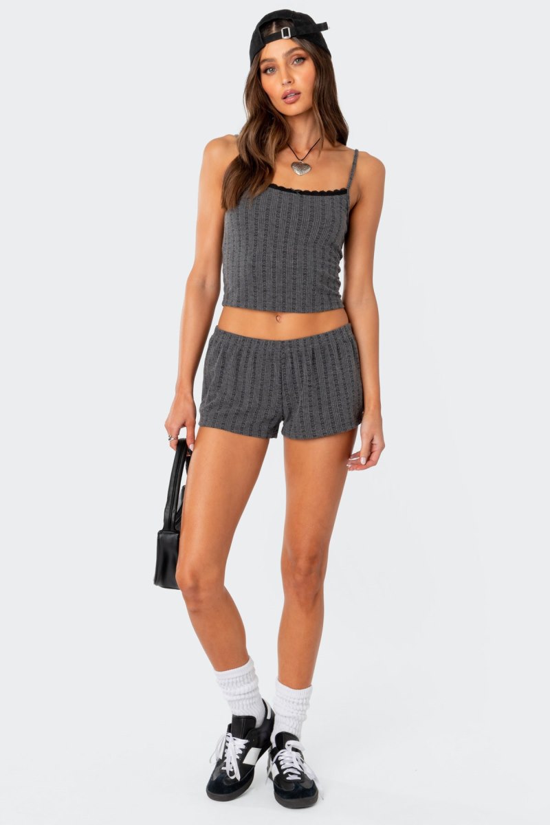 Edikted Irene Low Rise Pointelle Micro Shorts Gray | USA YL275997U4