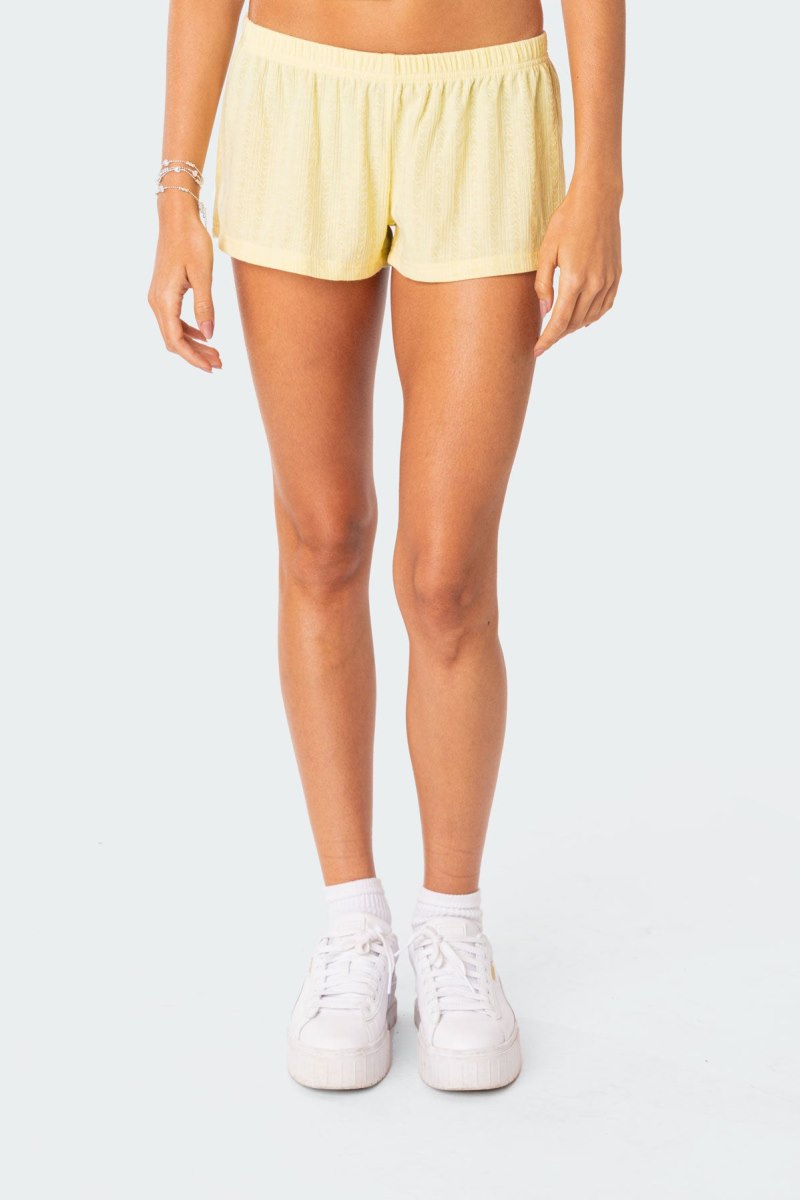 Edikted Irene Low Rise Pointelle Micro Shorts Gray | USA LU520012K6