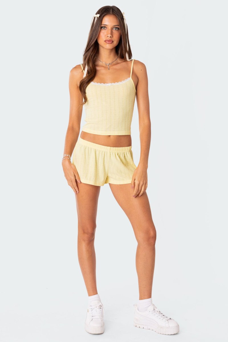 Edikted Irene Low Rise Pointelle Micro Shorts Gray | USA LU520012K6