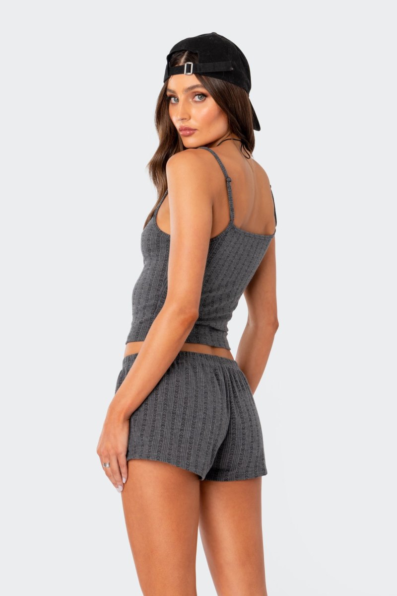 Edikted Irene Pointelle Tank Top Gray | USA QO781578M9