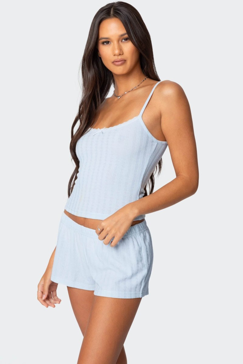 Edikted Irene Pointelle Tank Top Gray | USA RV121162A7
