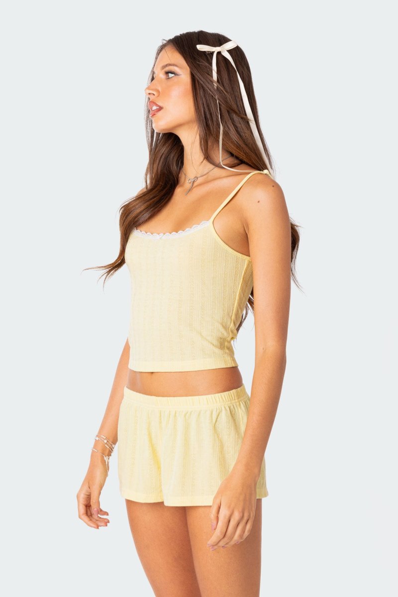 Edikted Irene Pointelle Tank Top Gray | USA VW872987W8