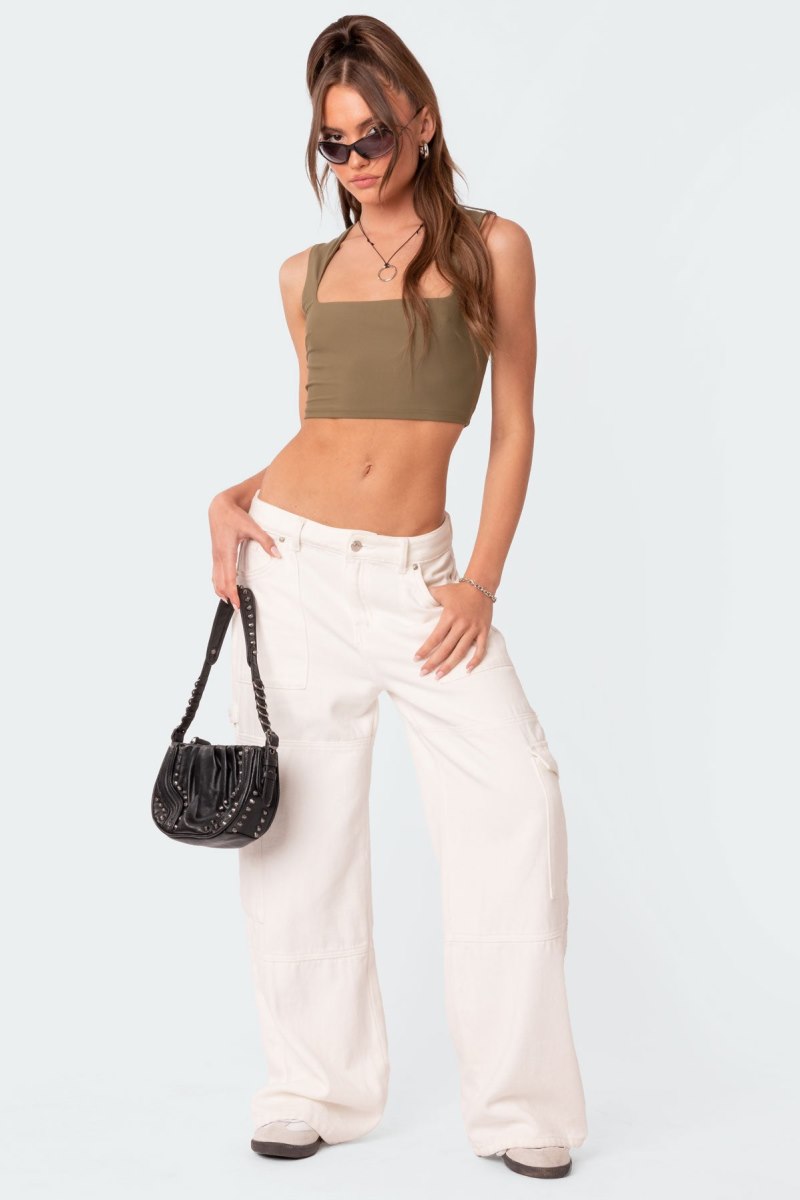 Edikted It Girl Square Neck Crop Tops Black | USA VJ019631N7
