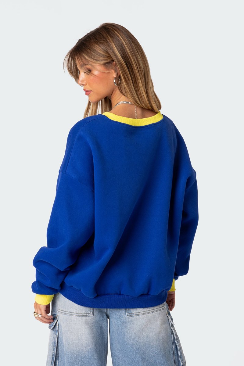Edikted Italy Oversized Sweatshirt Long Sleeve Tops Blue | USA TQ786008B9