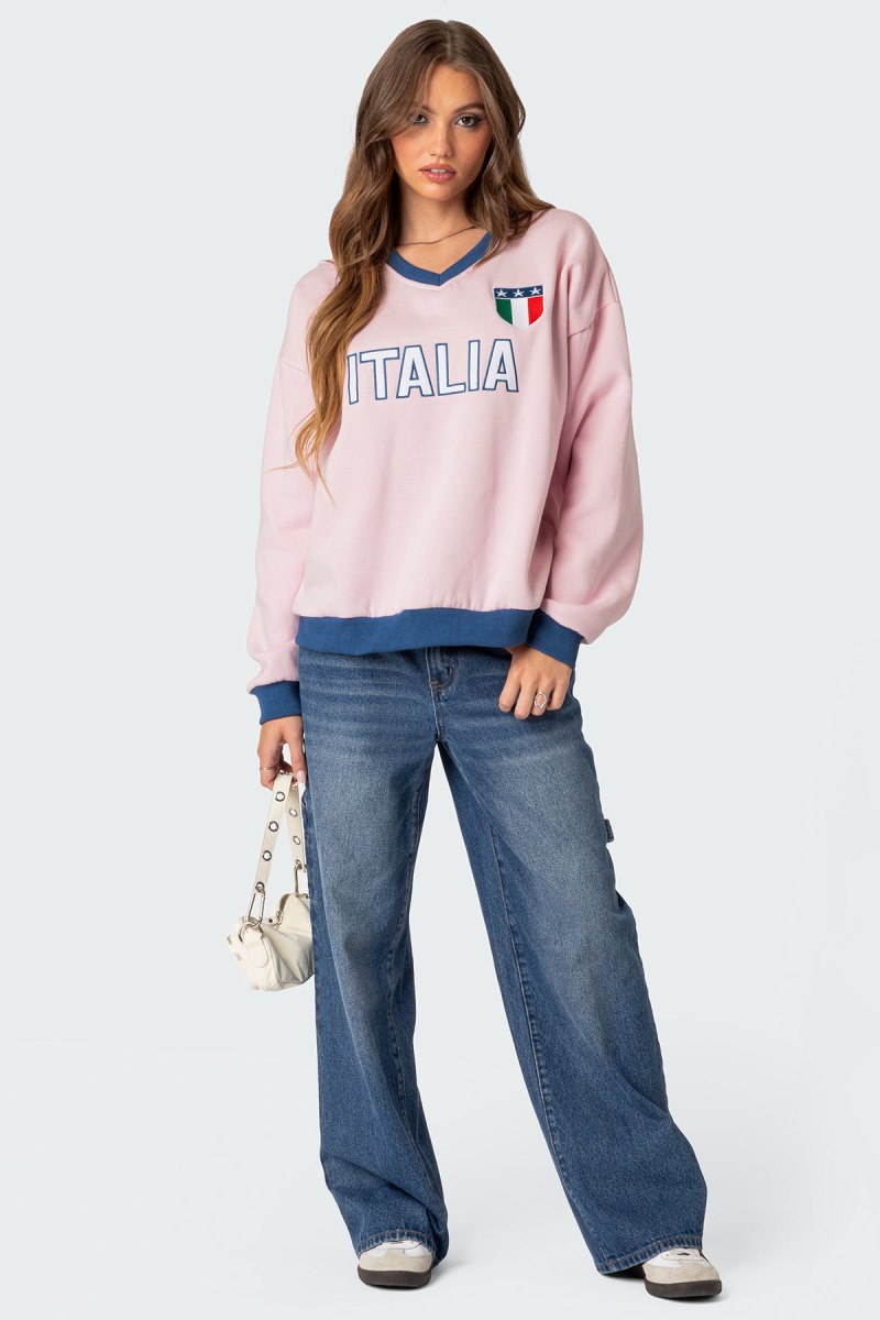 Edikted Italy Oversized Sweatshirt Long Sleeve Tops Blue | USA AL882328N3