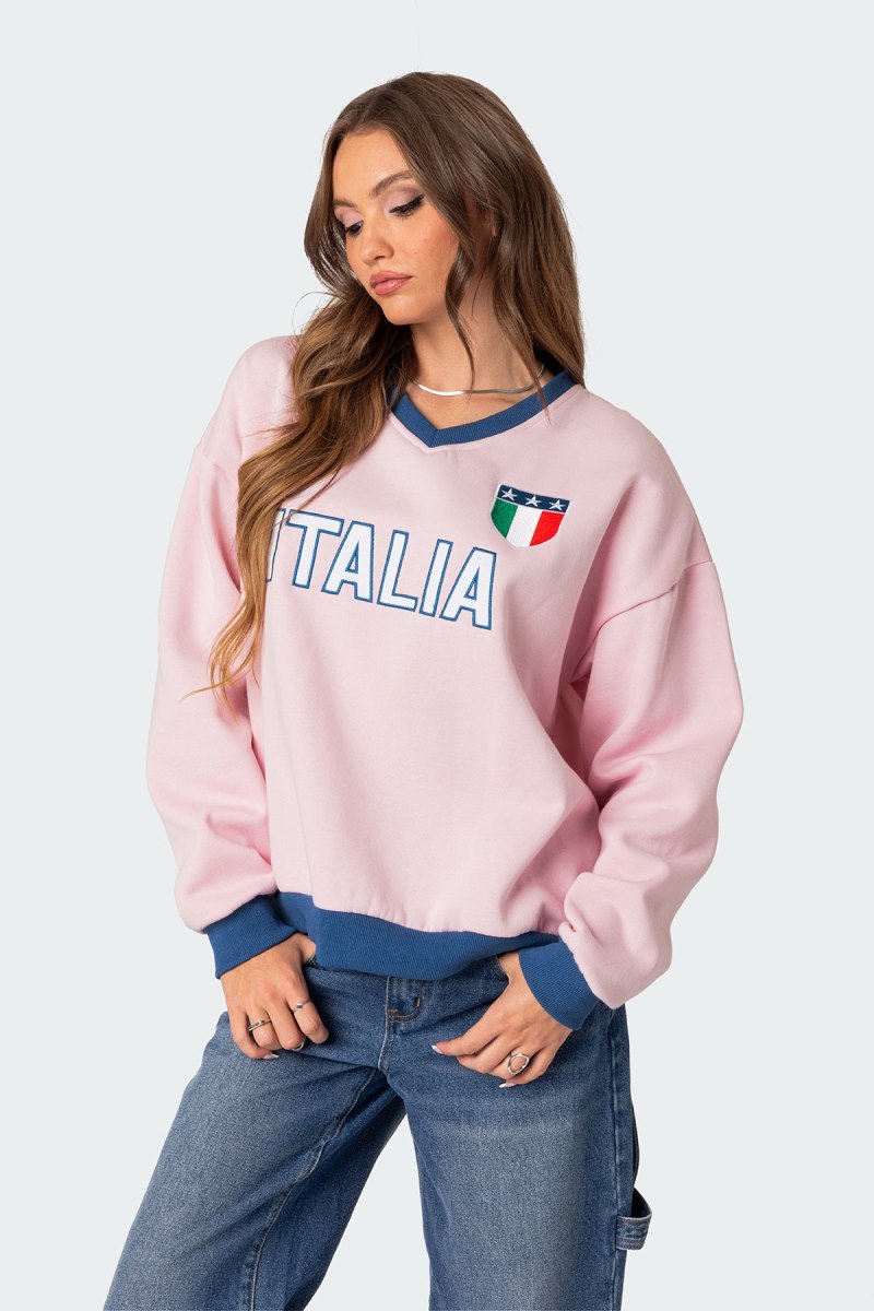 Edikted Italy Oversized Sweatshirt Long Sleeve Tops Blue | USA AL882328N3