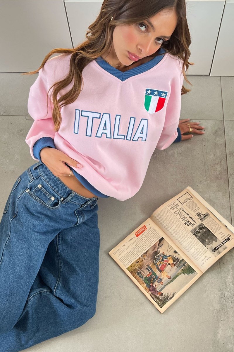 Edikted Italy Oversized Sweatshirt Long Sleeve Tops Blue | USA AL882328N3
