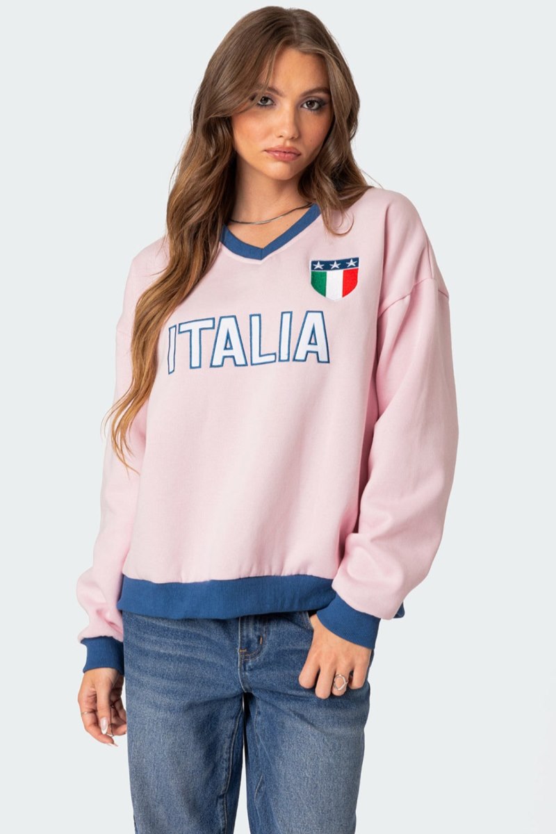 Edikted Italy Oversized Sweatshirt Long Sleeve Tops Blue | USA AL882328N3