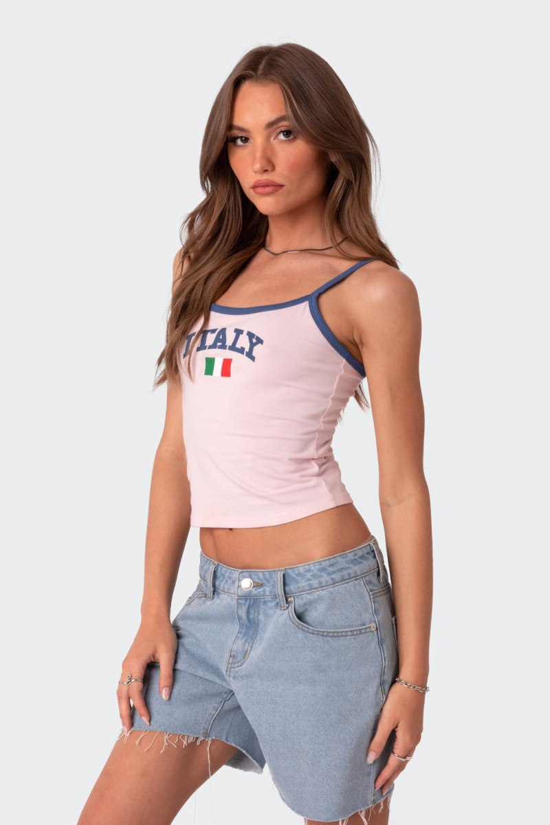 Edikted Italy Tank Graphic Tops Light Pink | USA GP656005H2
