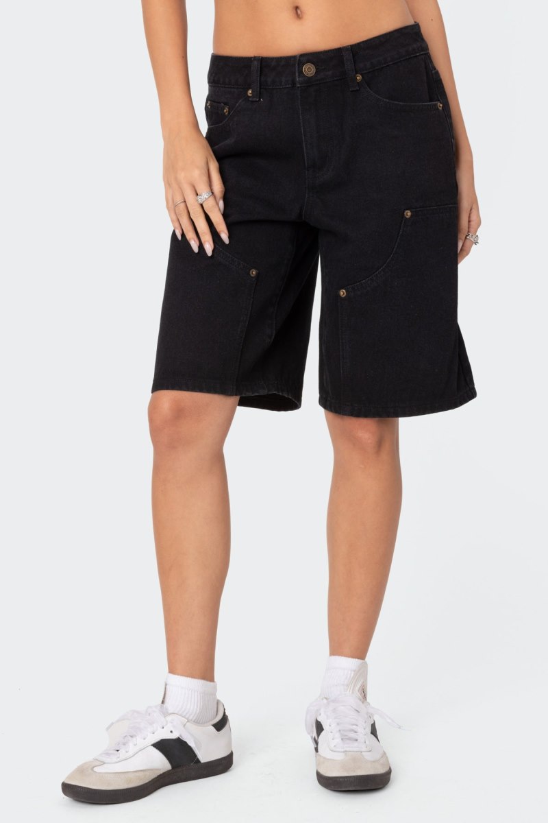 Edikted Jacqui Low Rise Denim Bermuda Shorts Black | USA FG971627M8