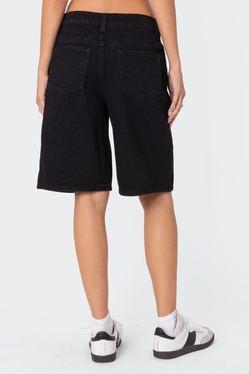 Edikted Jacqui Low Rise Denim Bermuda Shorts Black | USA FG971627M8