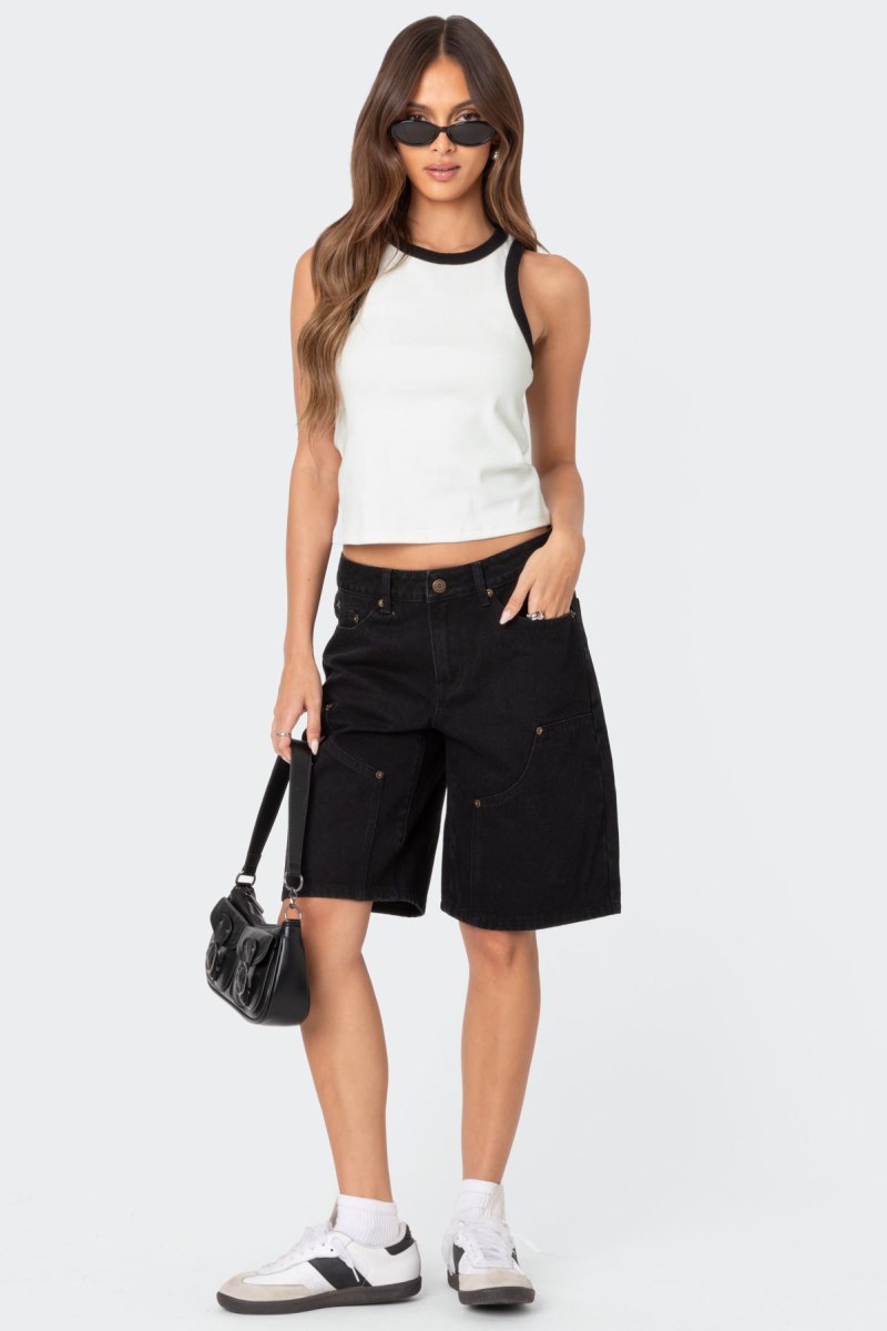 Edikted Jacqui Low Rise Denim Bermuda Shorts Black | USA FG971627M8
