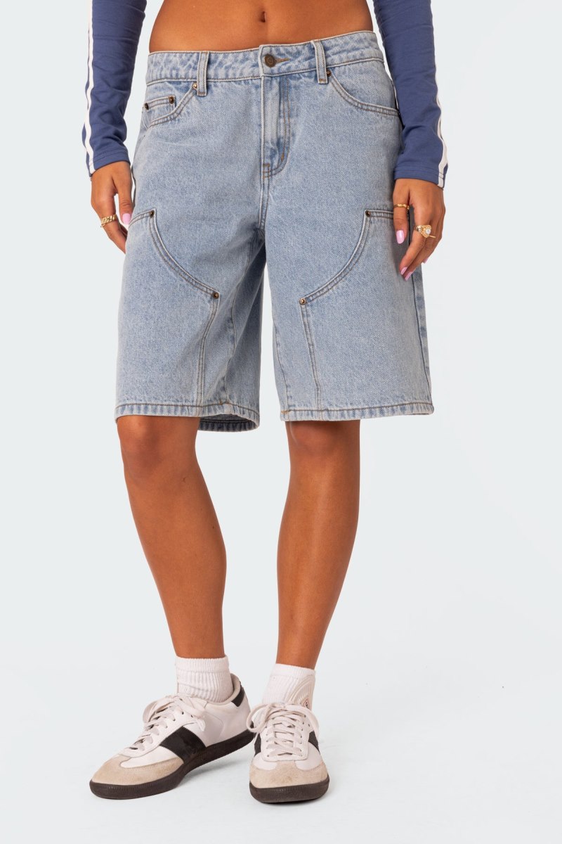 Edikted Jacqui Low Rise Denim Bermuda Shorts Black | USA ZB879577W9