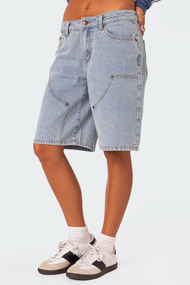 Edikted Jacqui Low Rise Denim Bermuda Shorts Black | USA ZB879577W9