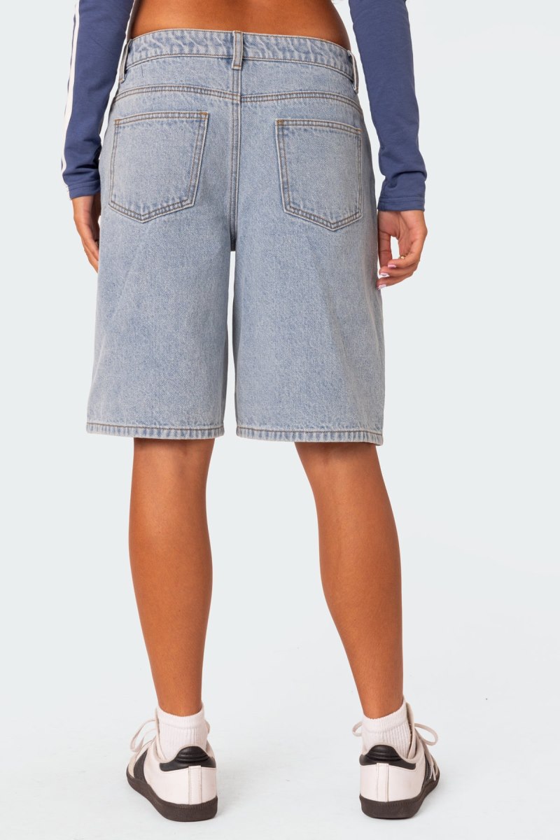 Edikted Jacqui Low Rise Denim Bermuda Shorts Black | USA ZB879577W9