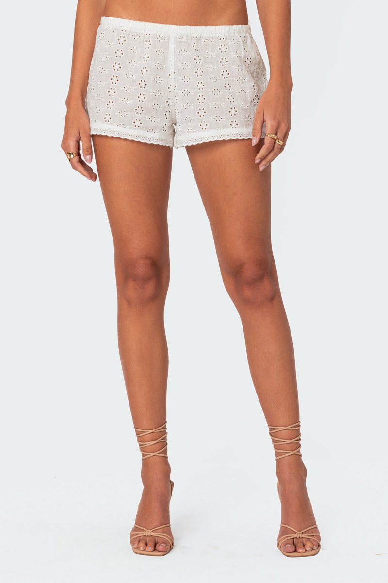 Edikted Jael Eyelet Shorts Black | USA VM744554U4