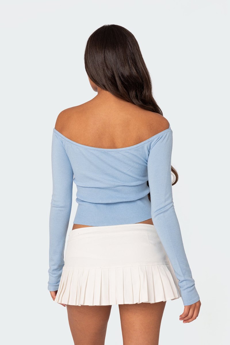 Edikted Jane Tie Front Knit Long Sleeve Tops Gray | USA PD652805P1