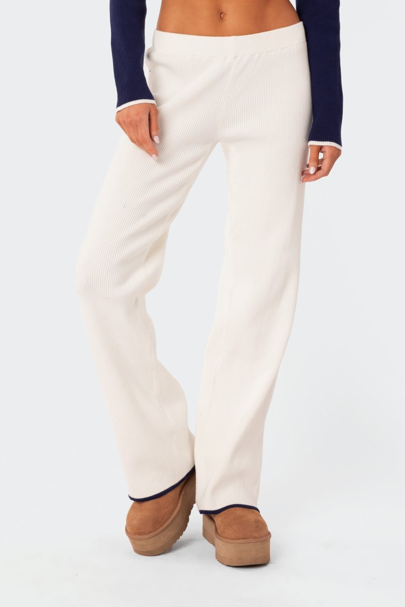 Edikted Jax Low Rise Knitted Pants White | USA JV034833N1