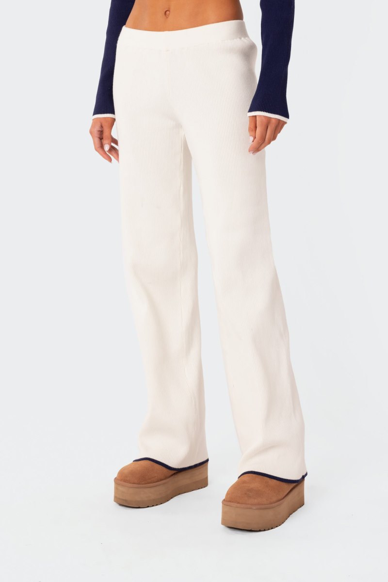 Edikted Jax Low Rise Knitted Pants White | USA JV034833N1