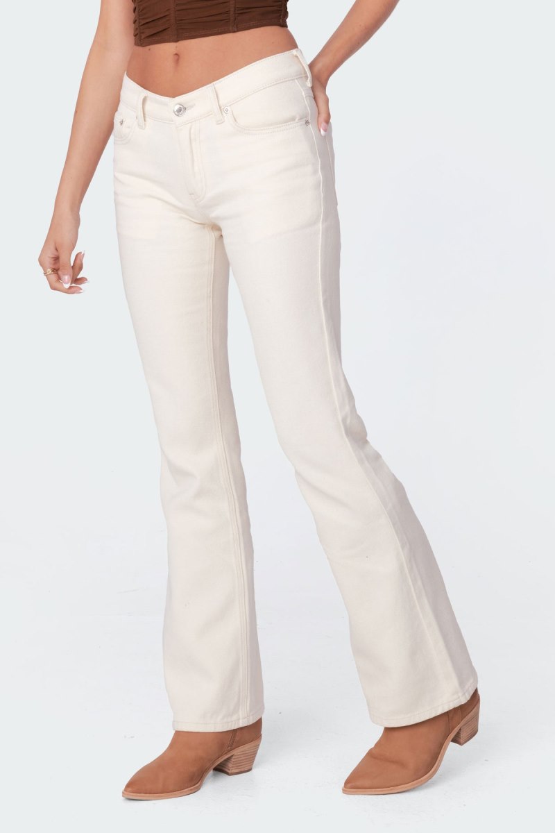 Edikted Jayda Low-Rise Jeans Cream | USA VB846544R4