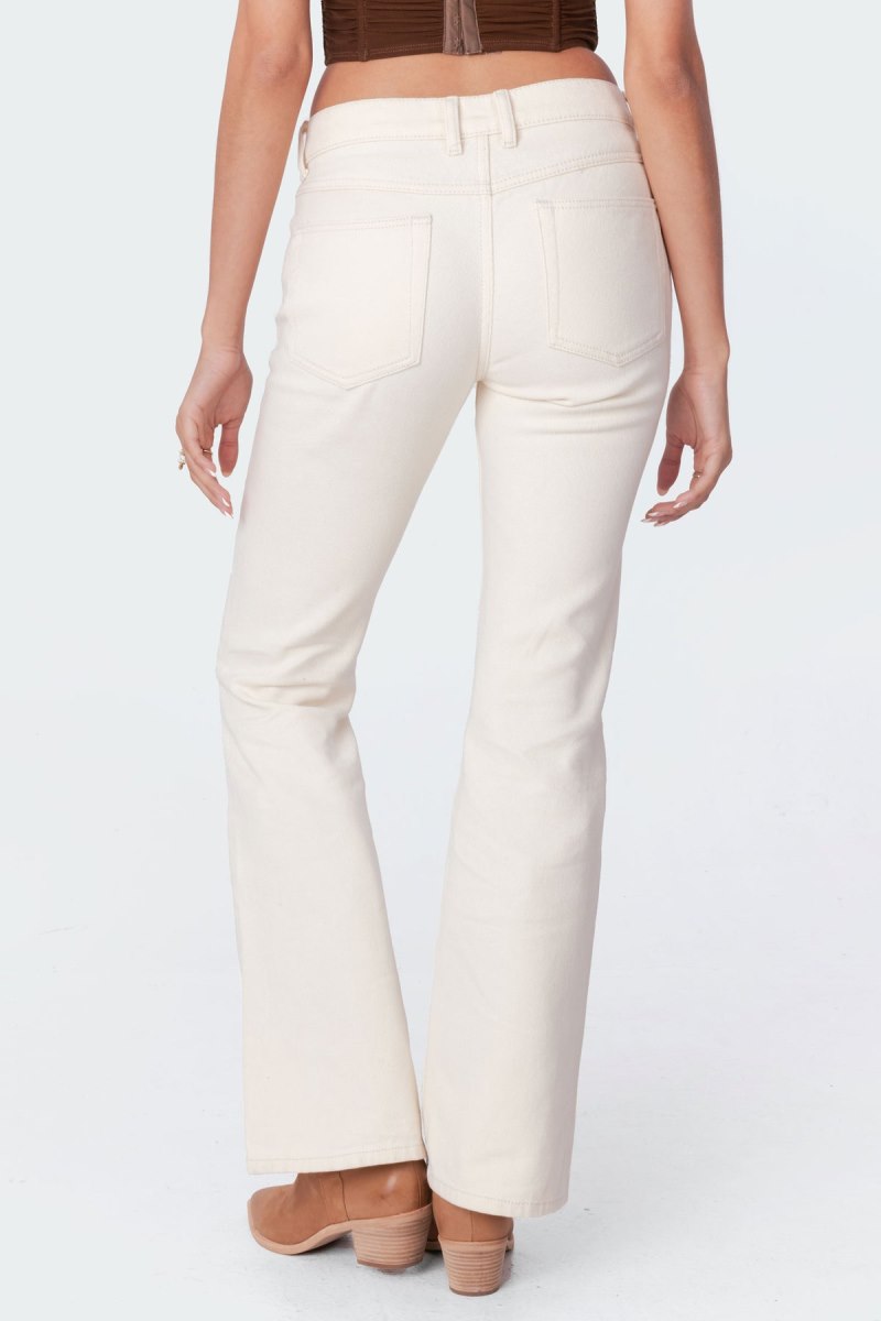 Edikted Jayda Low-Rise Jeans Cream | USA VB846544R4